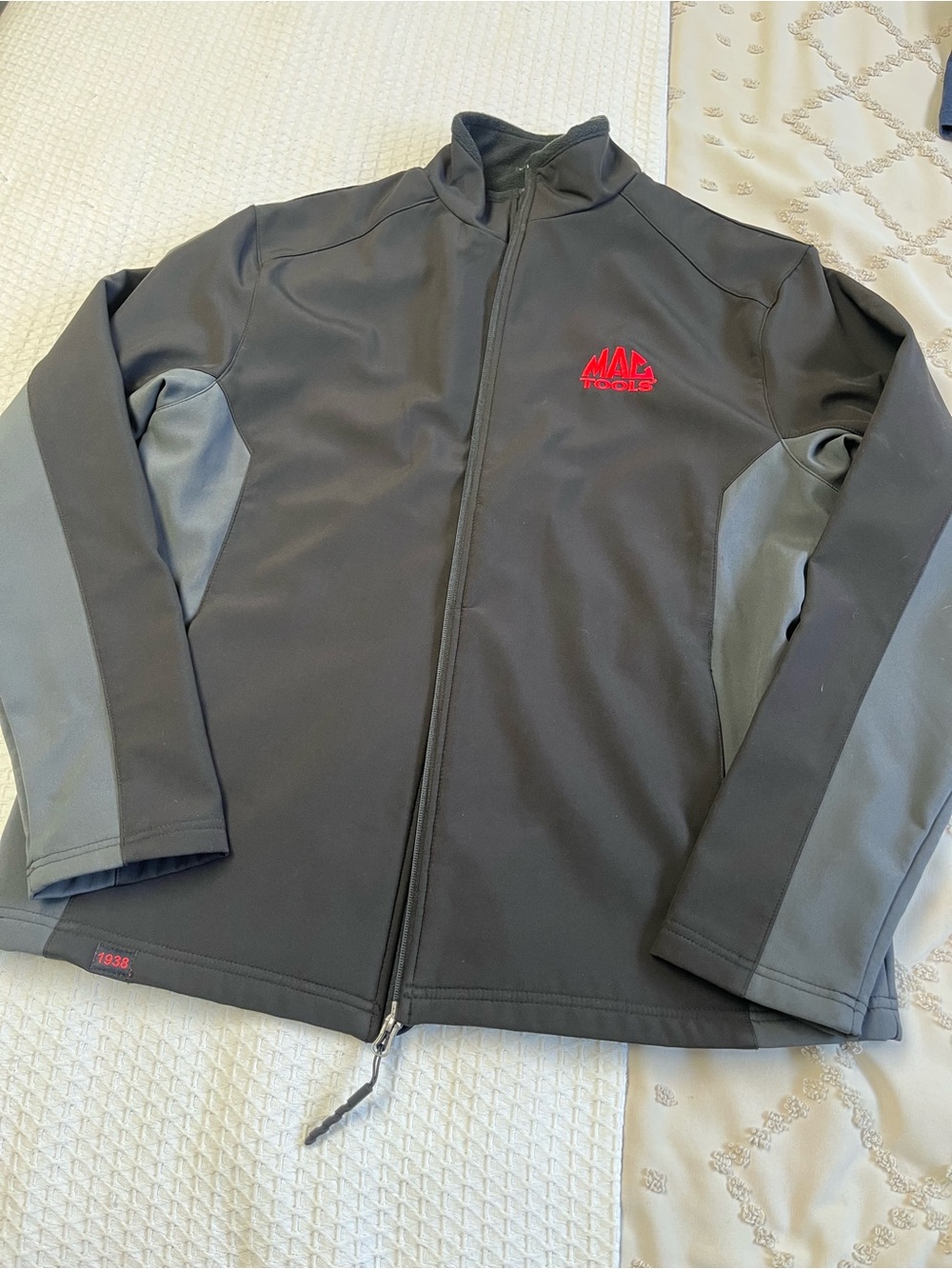 Men's Lightweight Black & Gray Zip-Front Jacket with Red Logo